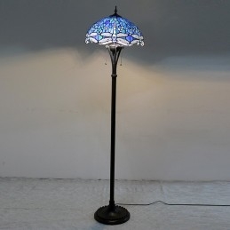 Světle modrá stojací lampa...