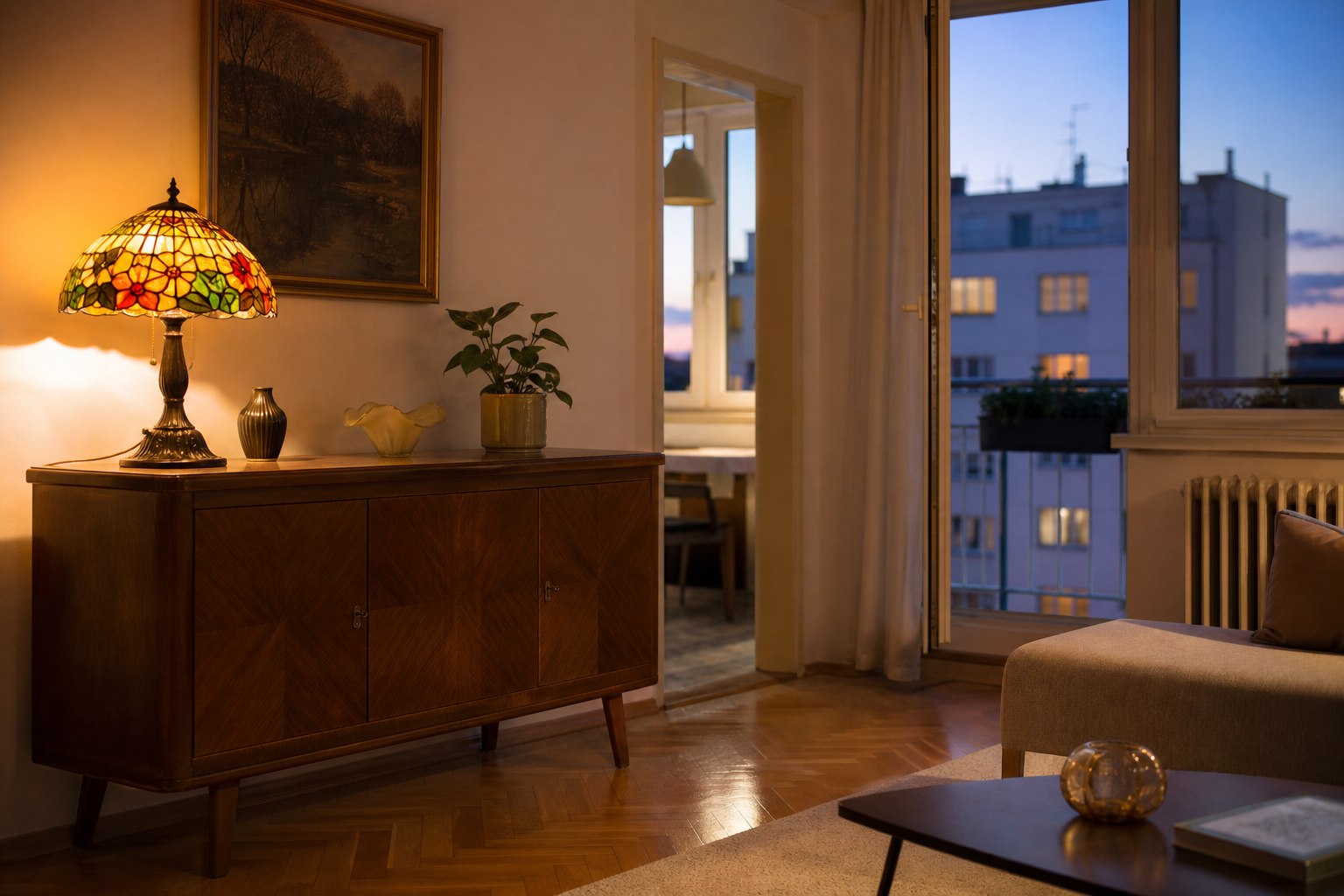 Lampa Tiffany na komodu v české domácnosti: Skrytý klenot večerní atmosféry